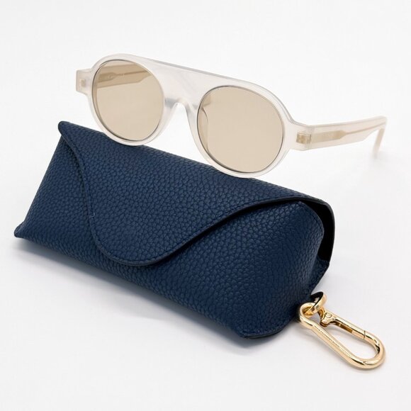 NEW LOEWE LW40020I 21E WHITE BROWN ROUND SUNGLASSES LOEWE - Picture 1 of 11